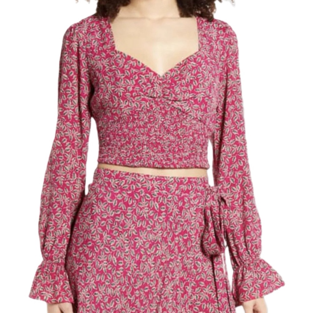 Band Of Gypsies Cropped Bohemian Gypsy Flowy Blouse Top